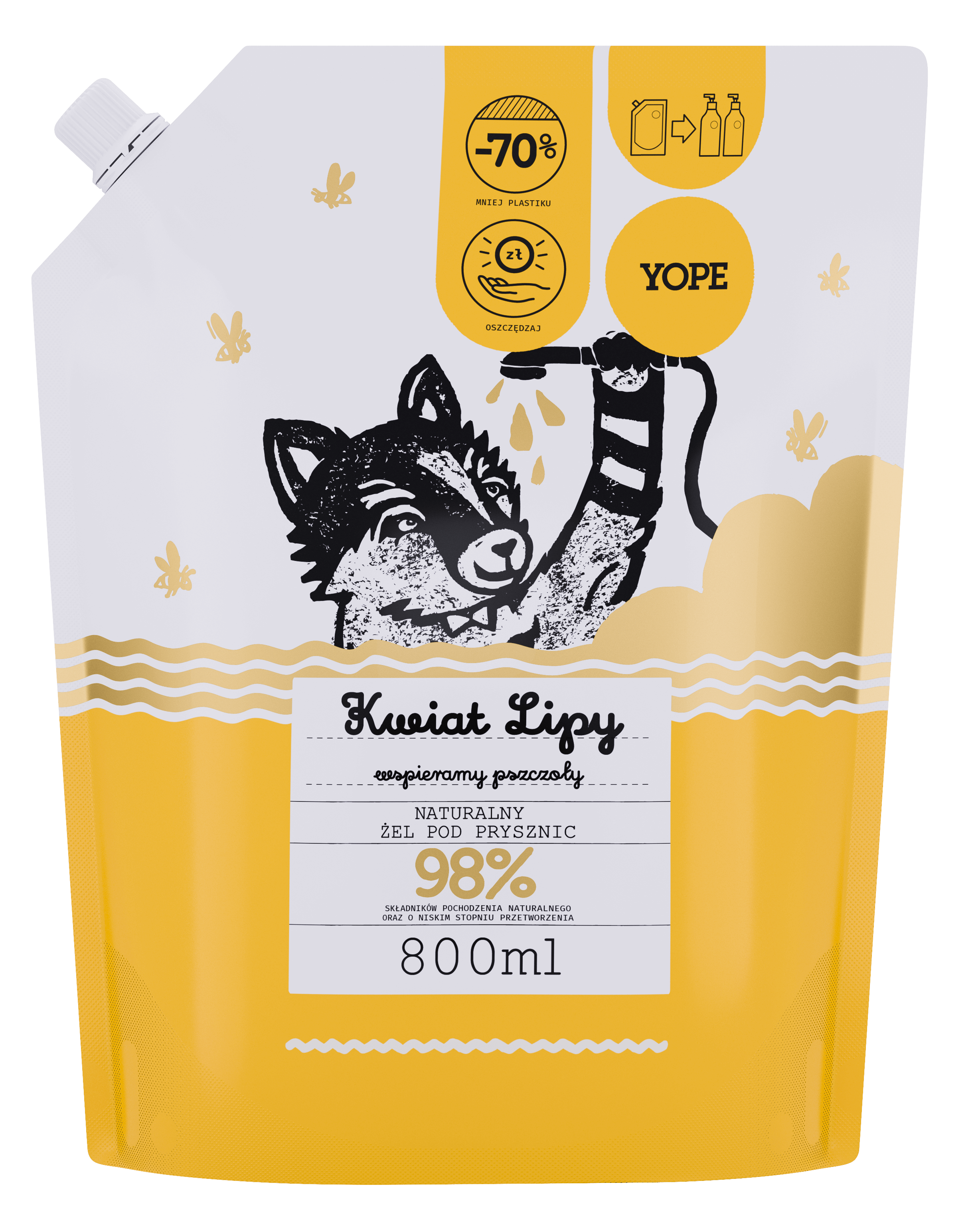 YOPE naturalny żel pod prysznic Kwiat Lipy, Refill, 800 ml