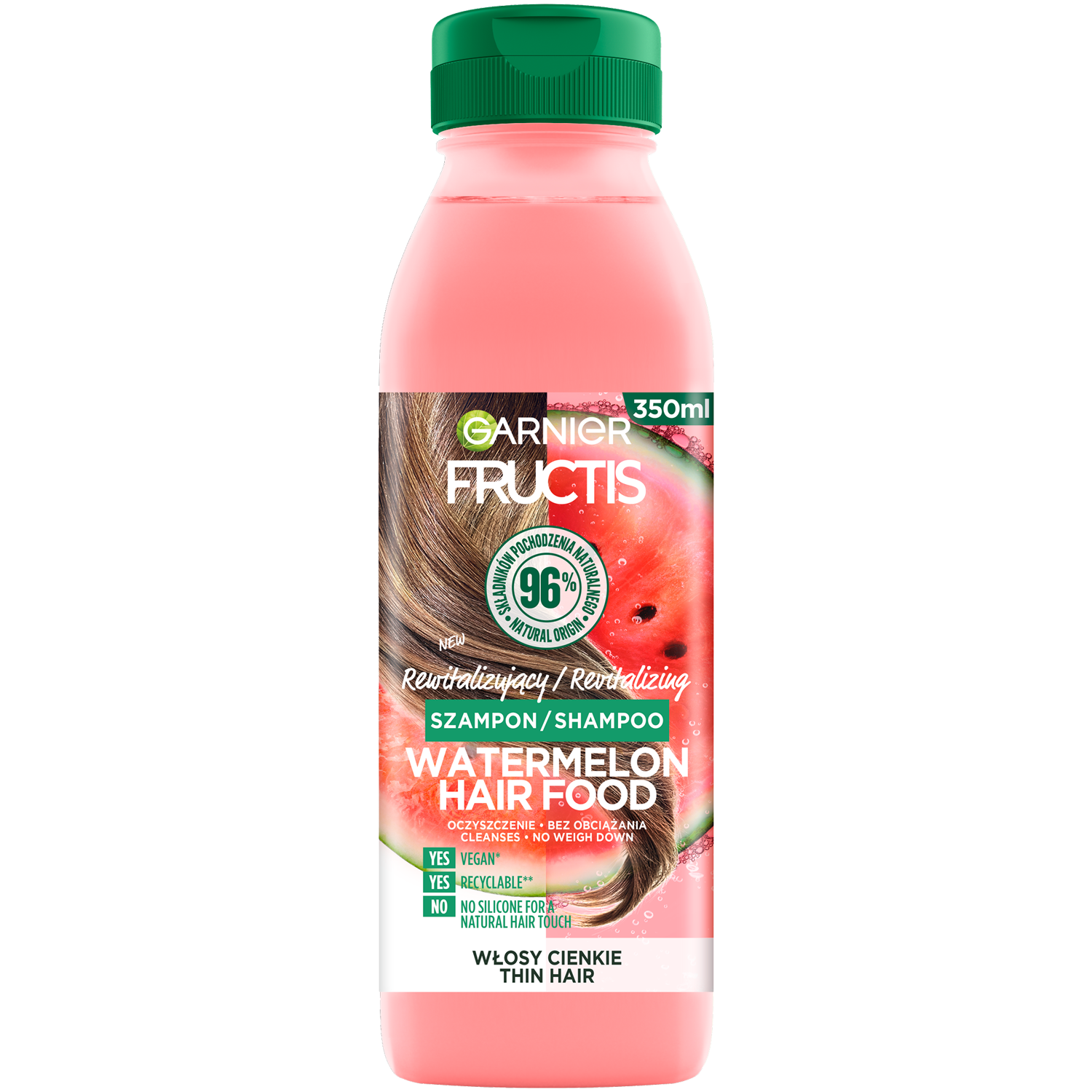 Garnier Fructis Watermelon Hair Food arbuzowy szampon do włosów, 350 ml
