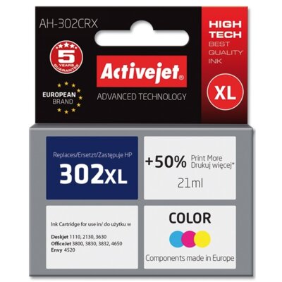 Tusz ACTIVEJET do HP 302 XL F6U67AE Kolorowy 21 ml AH-302CRX