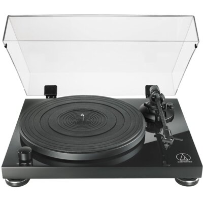 Gramofon AUDIO-TECHNICA AT-LPW50PB Czarny Lakier, Manualny, Paskowy, Ramię z włókna węglowego, Pręd. odtw. 33 1/3, 45 obr./min