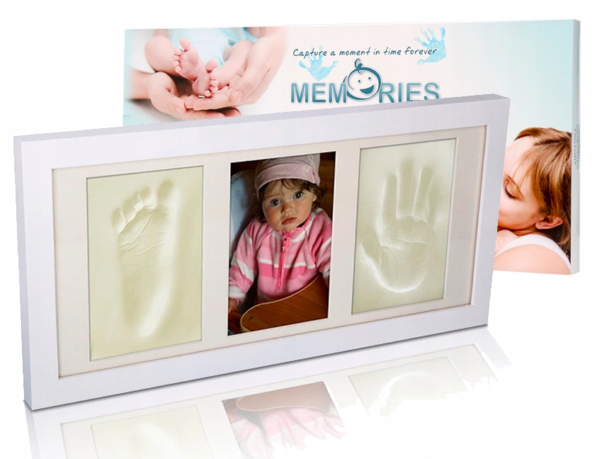 RAMKA Z GLINĄ ODCISK BOBASA RĄCZKI STÓPKI CHRZEST