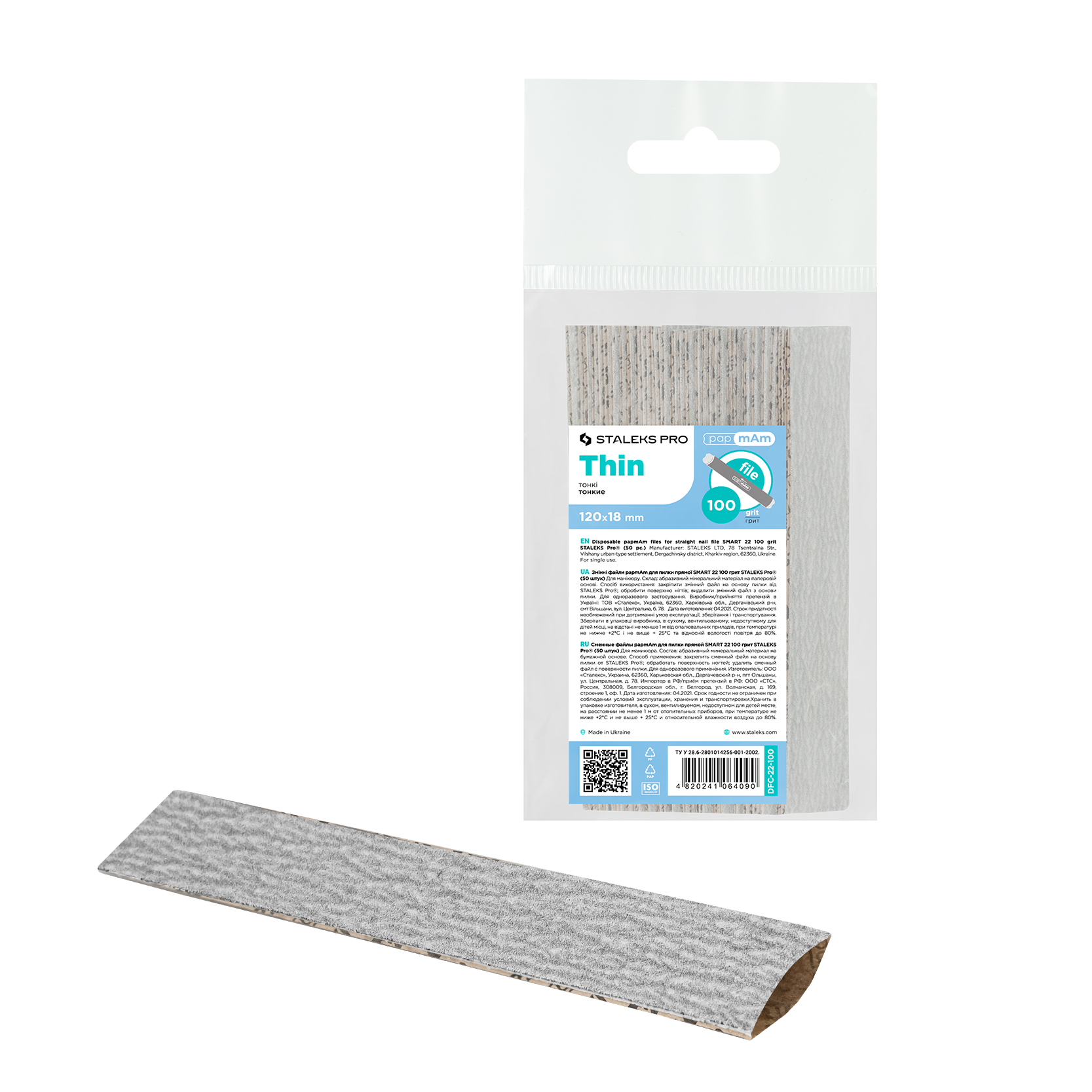 Staleks Pro Smart 22 DFC-22-100 zestaw wymiennych nakładek PapMam do pilnika prostego, gradacja 100, 50 szt./1 opak.