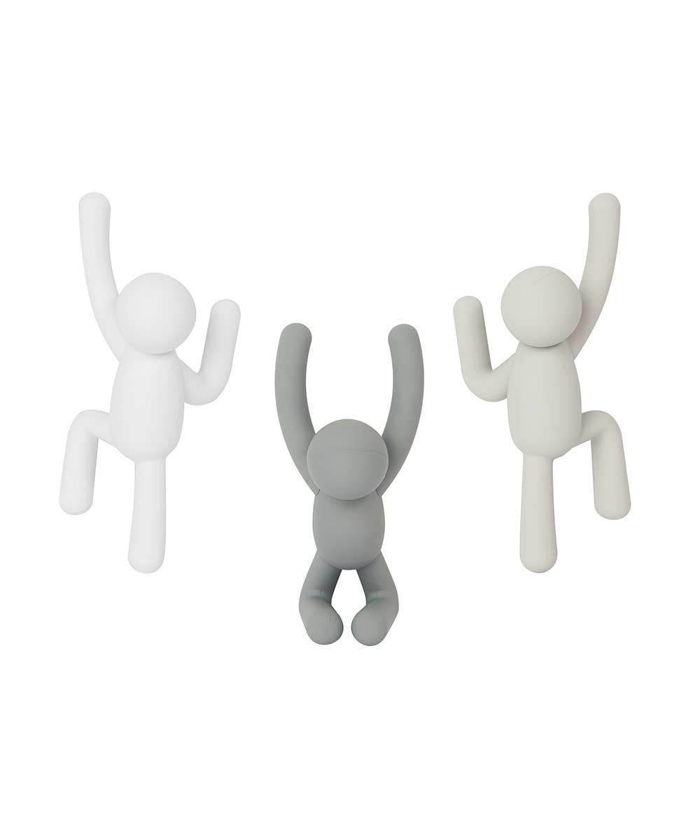 Umbra - Zestaw 3 wieszaków na ścianę Buddy Szary