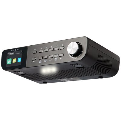Radio BLOW RK1 Czarne, Podszawkowe, Tuner FM/DAB+, Bluetooth, Kolorowy Wyświetlacz, Budzik, Oświetlenie LED, Zasilanie Sieciowe