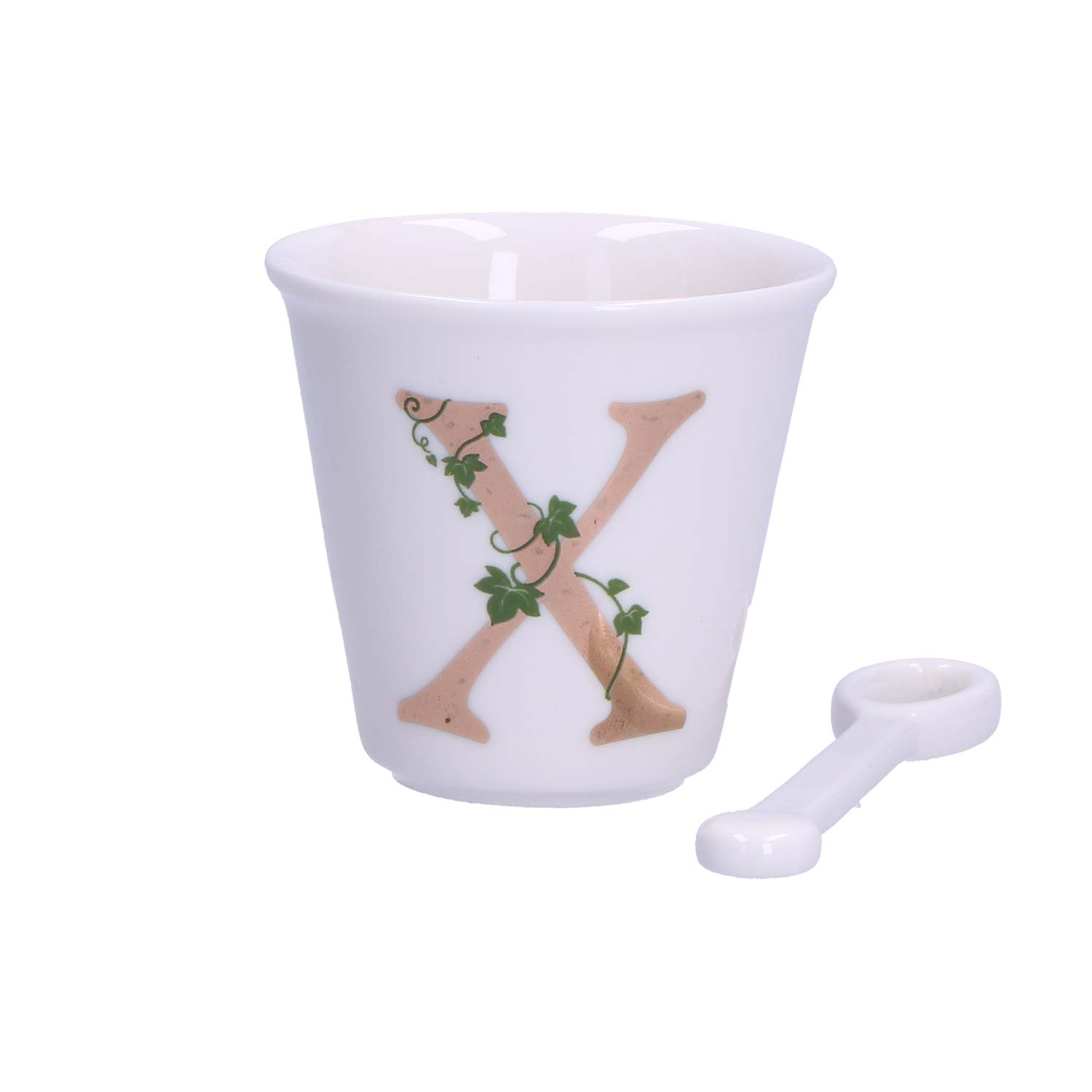 La Porcellana Bianca - Filiżanka z łyżeczką z literą X 75 ml Unico