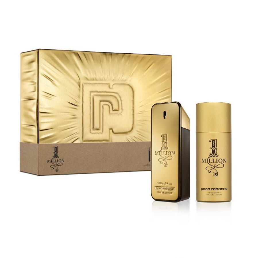 Paco Rabanne 1 Million Men zestaw: woda toaletowa męska, 100 ml + dezodorant męski w sprayu, 150 ml