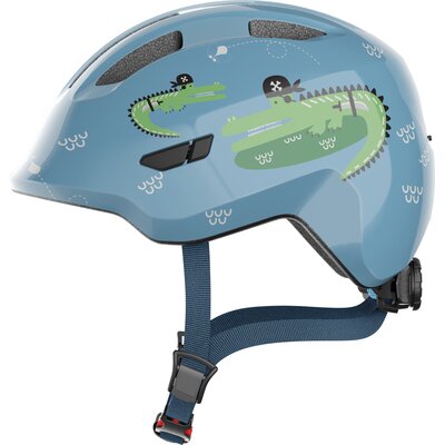 Kask rowerowy ABUS Smiley 3.0 LED Croco Niebieski dla Dzieci (rozmiar S)
