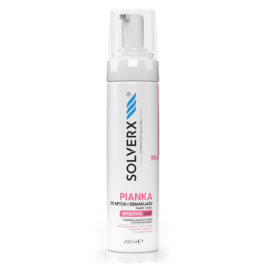 Solverx Sensitive Skin pianka do mycia twarzy, 200 ml