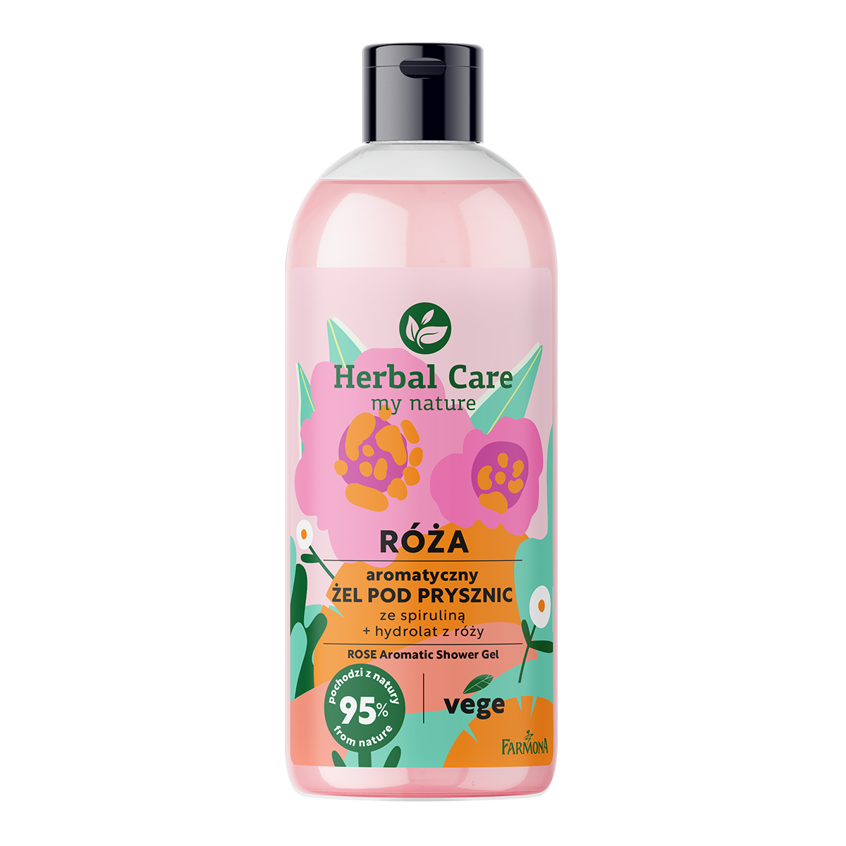 Herbal Care Róża aromatyczny żel pod prysznic ze spiruliną, 500 ml