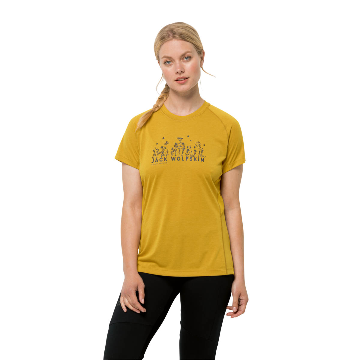 T-shirt rowerowy damski Jack Wolfskin MOROBBIA VENT T W golden spice - L