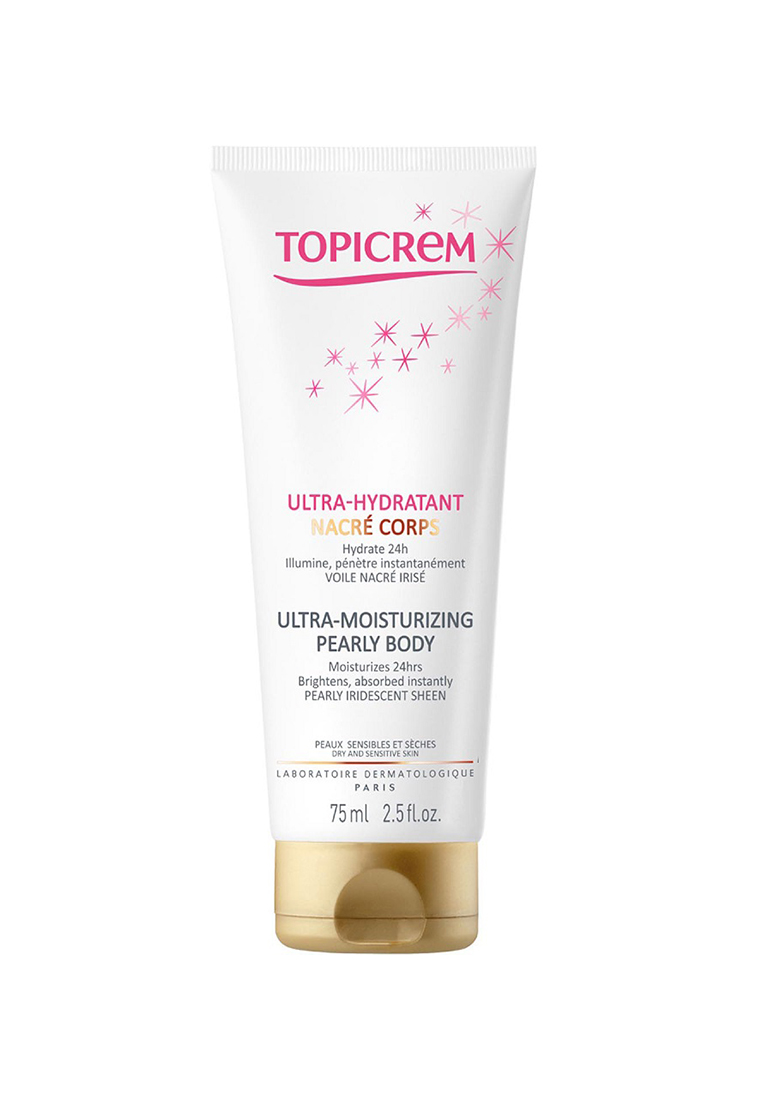 Topicrem Ultra-Moisturizing Dry Skin ultranawilżające mleczko do ciała z perłowym wykończeniem, 75 ml