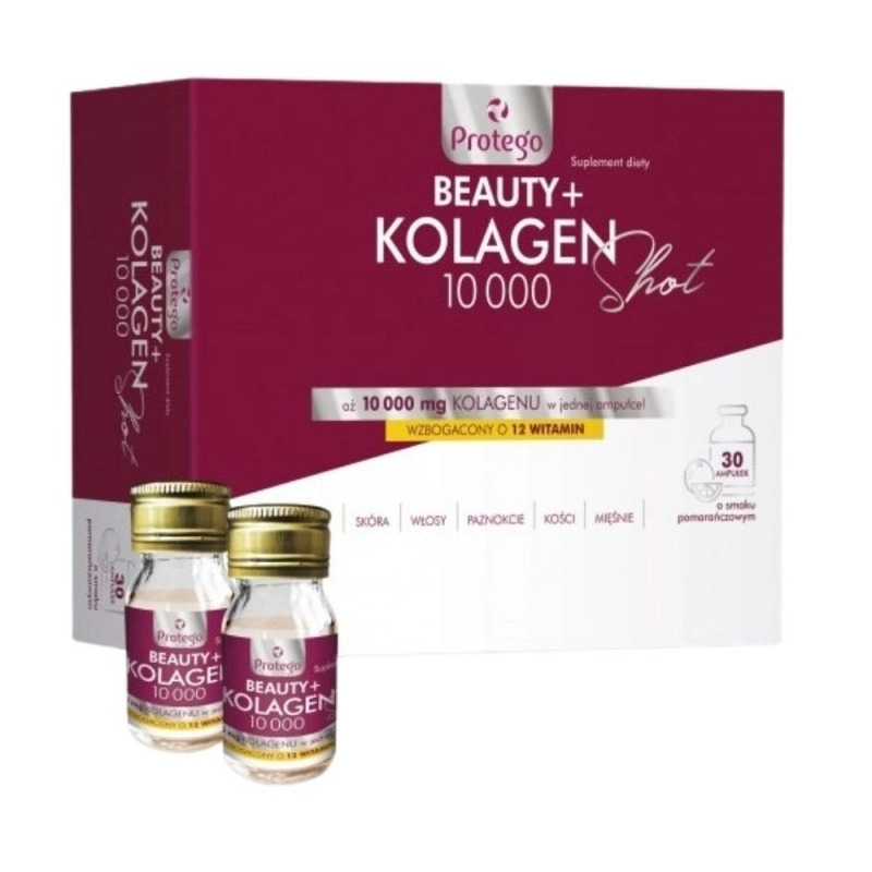 Protego Beauty+ Kolagen 10000 suplement diety  o smaku pomarańczowym, 30 szt./1 opak.