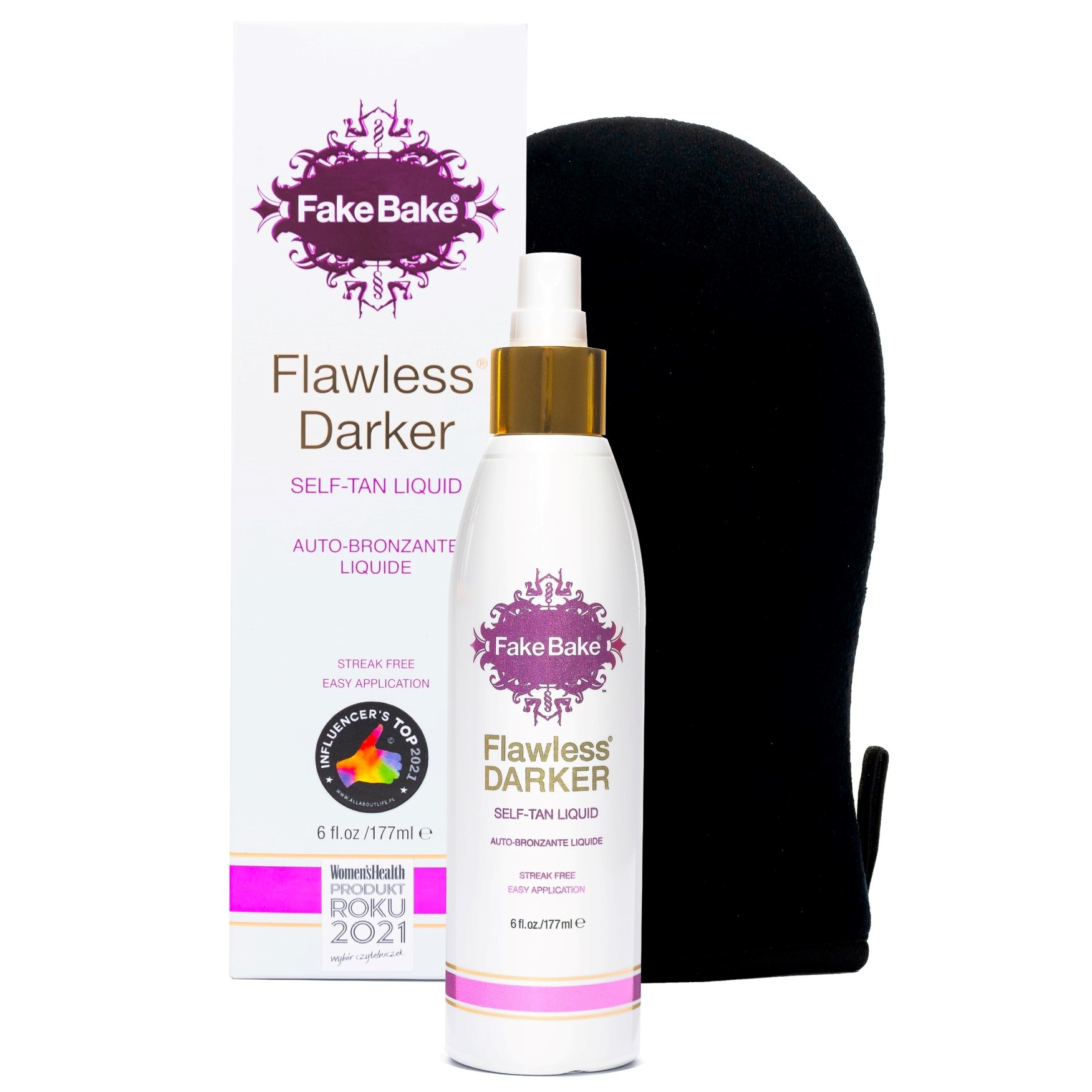 Fake Bake Flawless Darker zestaw: samoopalacz w płynie, 177 ml + rękawica do aplikacji, 1 szt.
