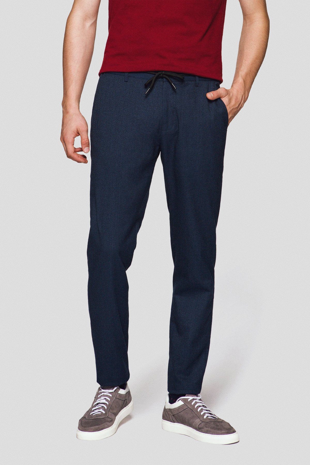 Lancerto Spodnie Ze Sznurkiem Granatowe W Kratę Kerry