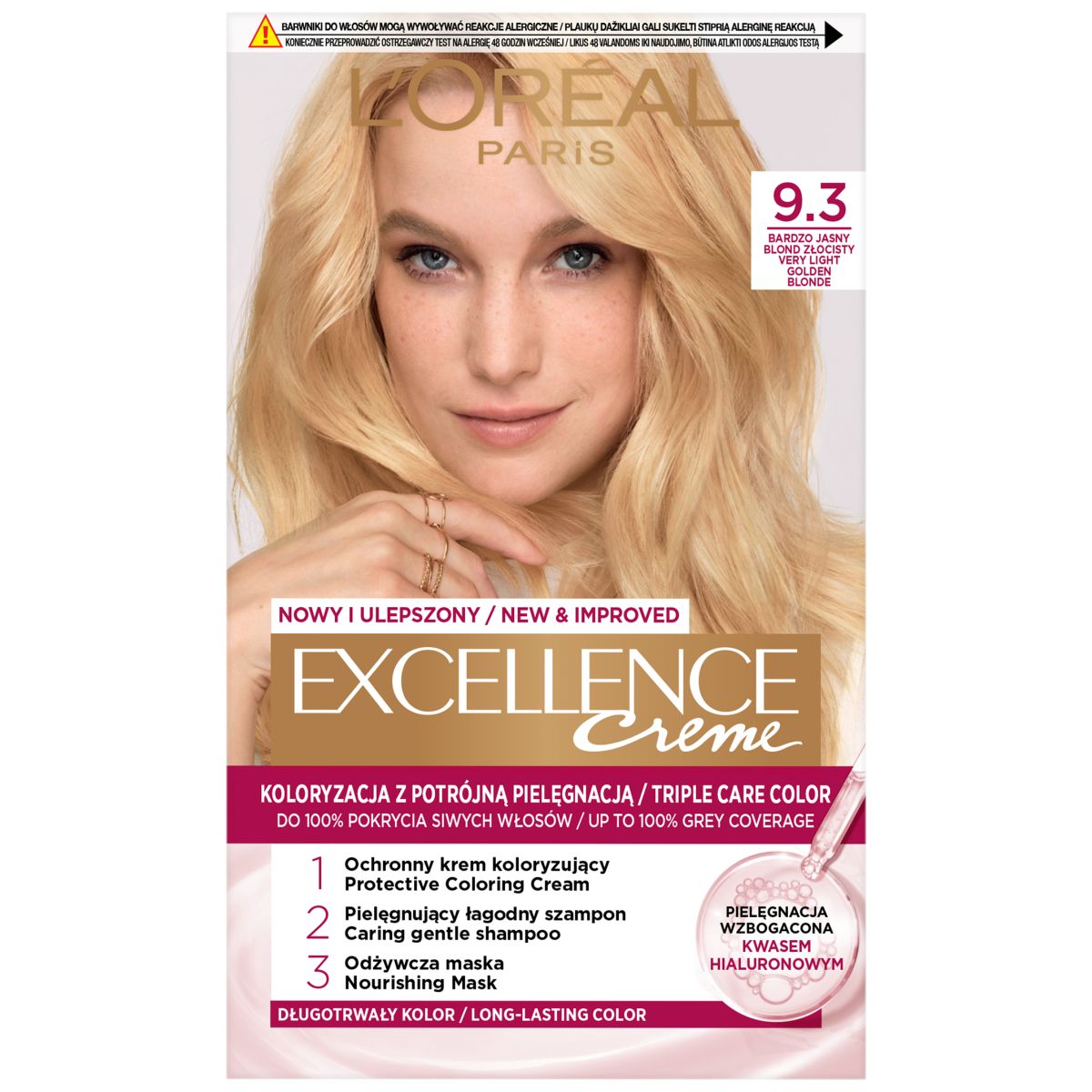 L'Oréal Paris Excellence Creme farba do włosów 9.3 bardzo jasny blond złocisty, 1 opak.