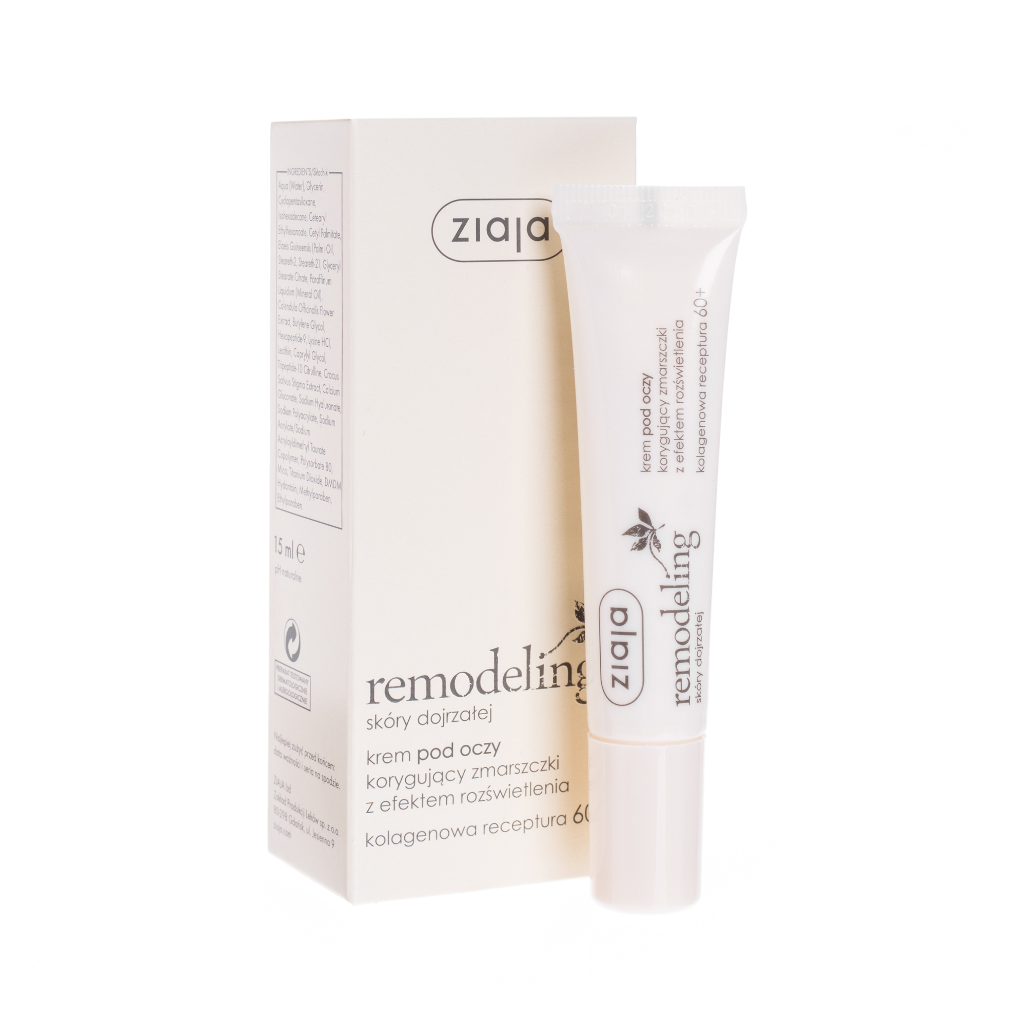 Ziaja Remodeling, krem pod oczy korygujący zmarszczki, 15 ml
