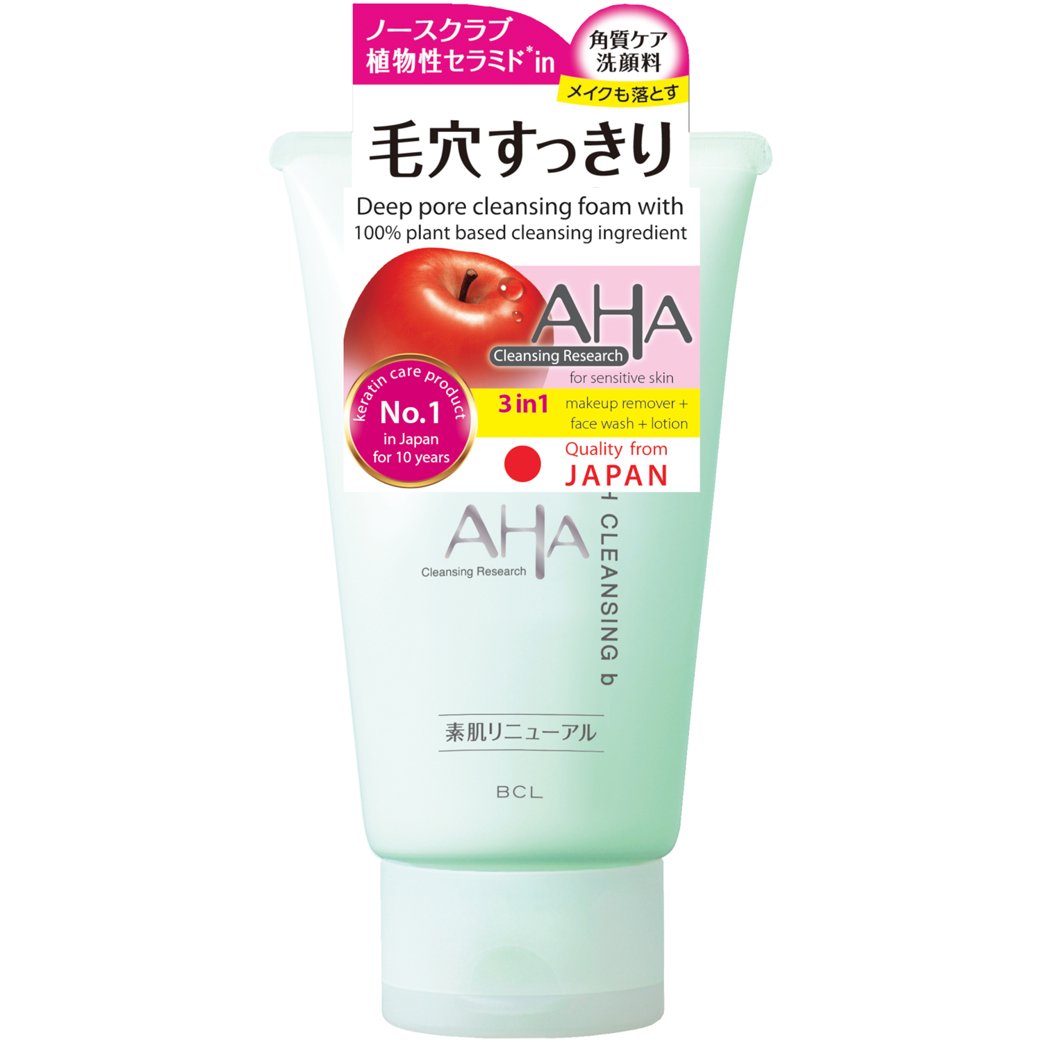 BCL AHA delikatna pianka do mycia twarzy, 120 g