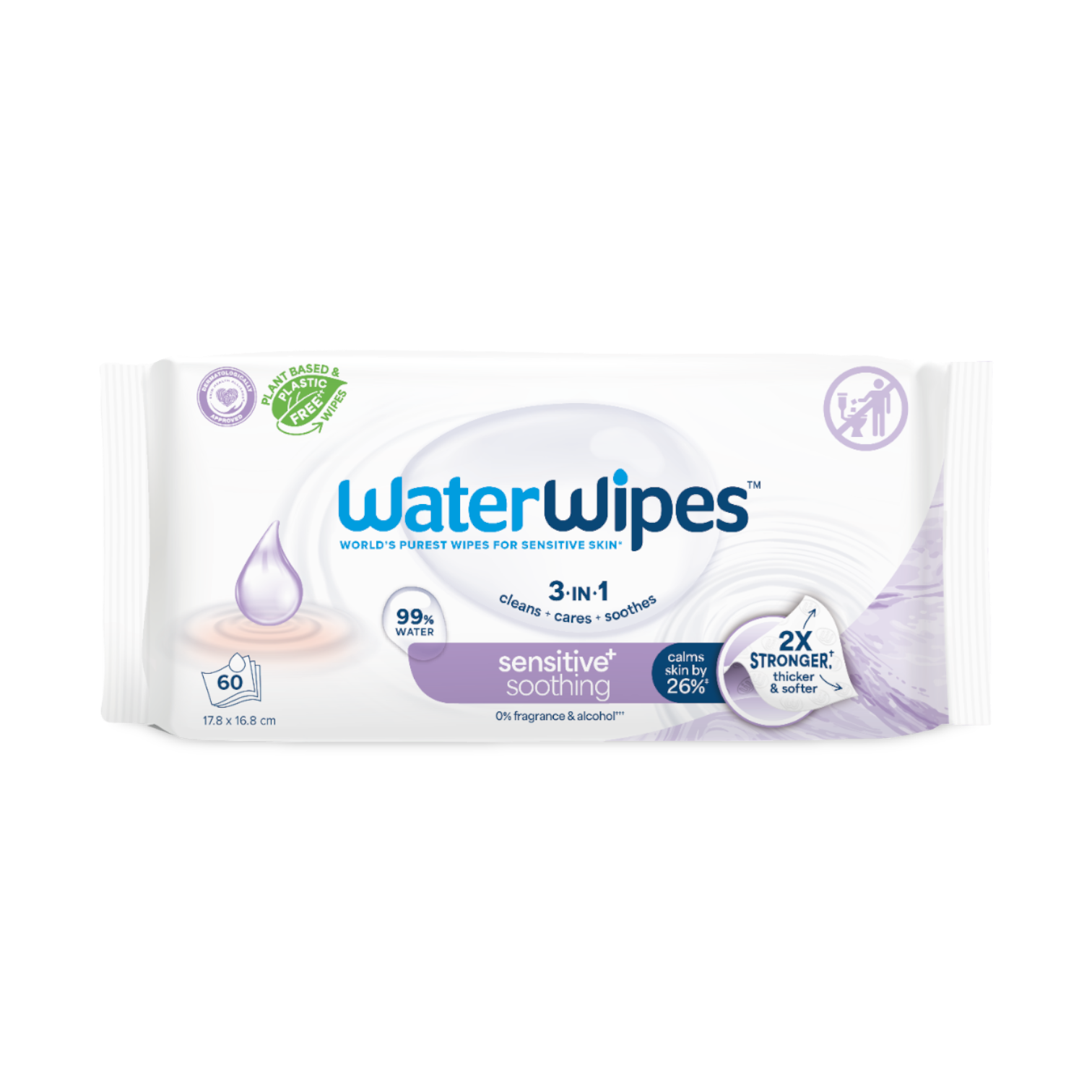 Waterwipes Soothing Clean chusteczki nawilżane dla dzieci z ekstraktem z lawendy, 60 szt./1 opak.