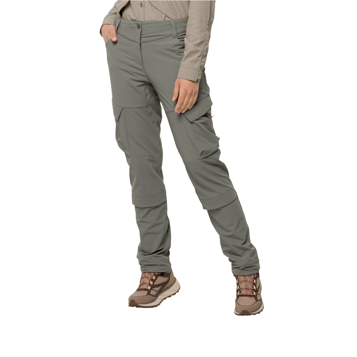 Damskie spodnie softshellowe Jack Wolfskin DISKOVERA PANTS W gecko green - 42