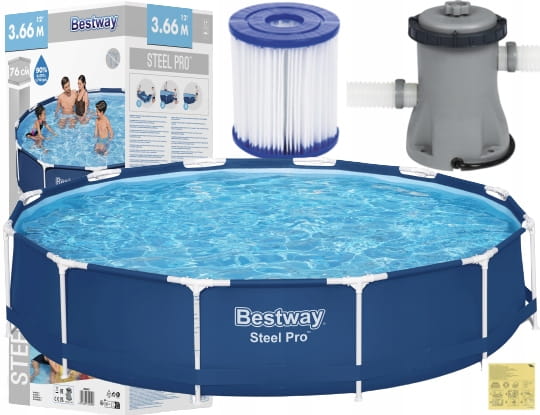 BASEN OGRODOWY STELAŻOWY POMPA 366x76 Bestway 9w1