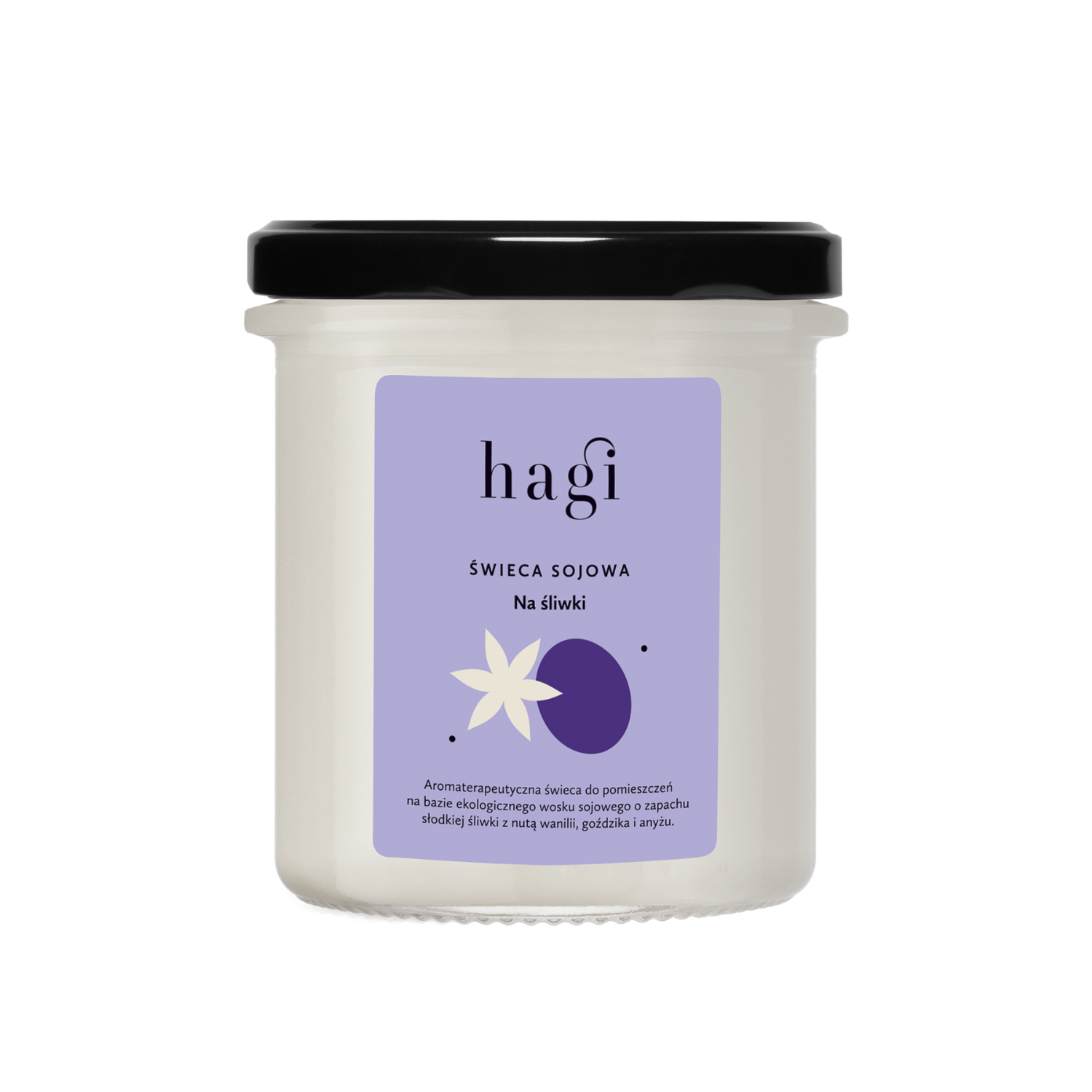 Hagi Na Śliwki sojowa świeca zapachowa, 215 ml