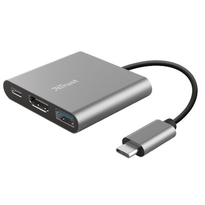 Adapter USB Typ C - USB Typ C/HDMI/USB TRUST Dalyx 3w1 23772 0.1 m