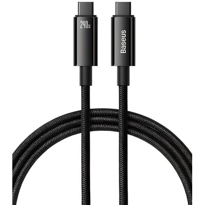Kabel USB-C - USB-C BASEUS Tungsten Gold 240W 1 m Czarny