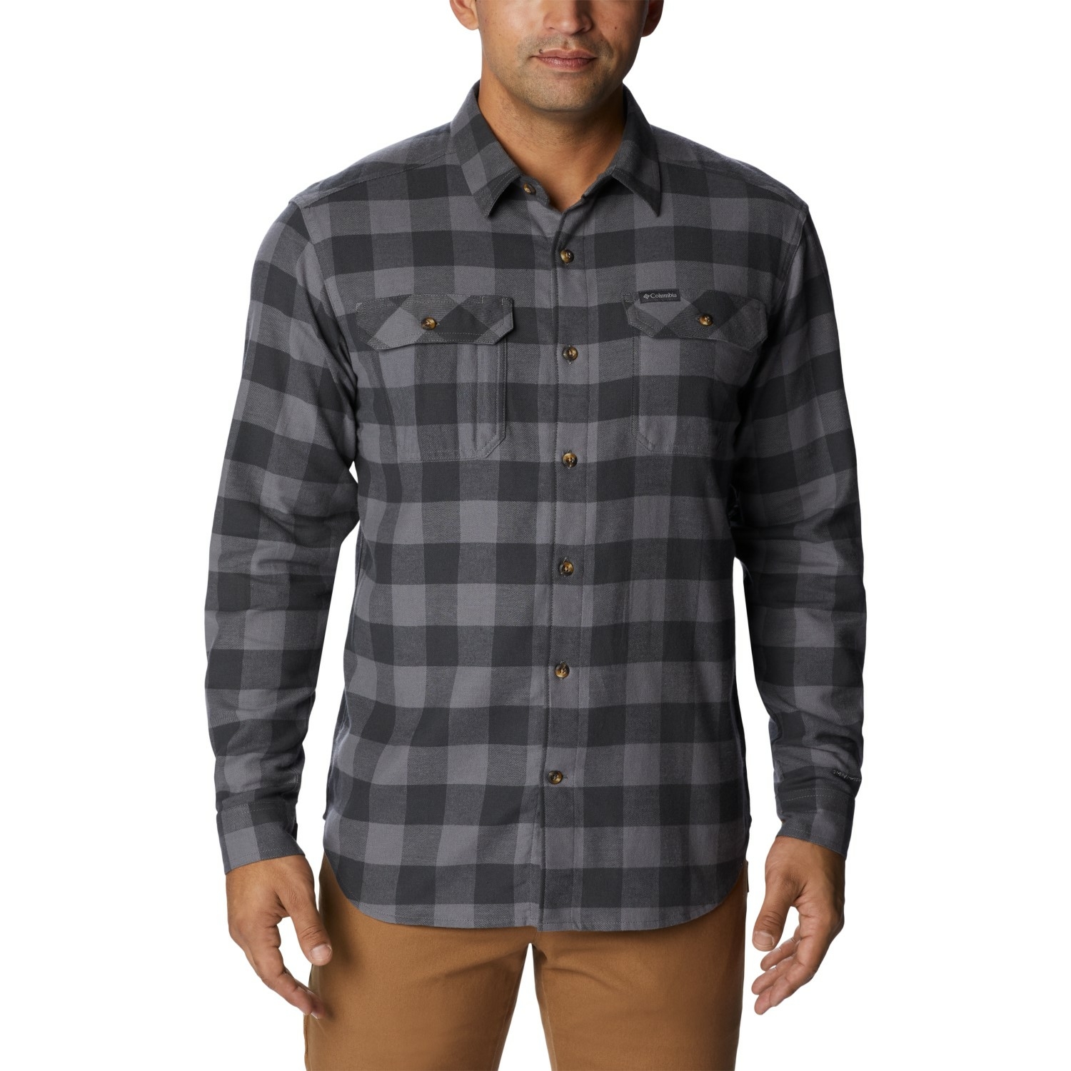 Męska koszula flanelowa Columbia Flare Gun™ Stretch Flannel Shirt city grey twill buffalo check - XL