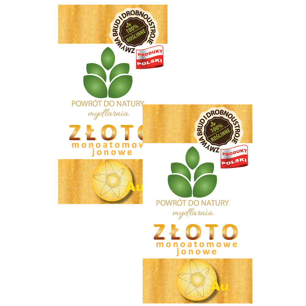 Powrót do natury 100 % roślinne naturalne mydło ze złotem monoatomowym jonowym, 2 szt.