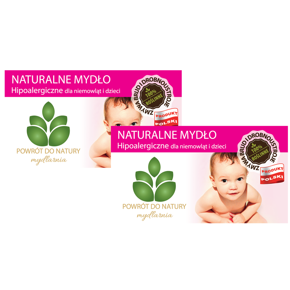 Powrót do natury 100 % roślinne naturalne mydło hipoalergiczne dla niemowląt i dzieci, 2 szt.
