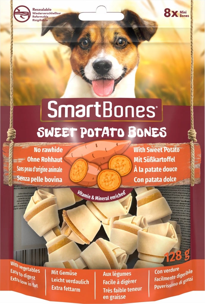 SMART BONES Sweet Potato mini 8 szt. przysmaki kości dla psów ras małych bataty