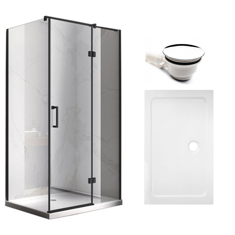 KABINA PRYSZNICOWA PROSTOKĄTNA Z BRODZIKIEM KZ03D/ST06C CZARNA/BIAŁY 120x100 CM