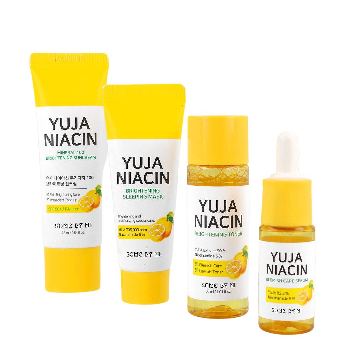 Some By Mi zestaw kosmetyków rozjaśniających: krem ochronny SPF 50, 25 ml + maska, 20 g + tonik, 30 ml + serum 10 ml