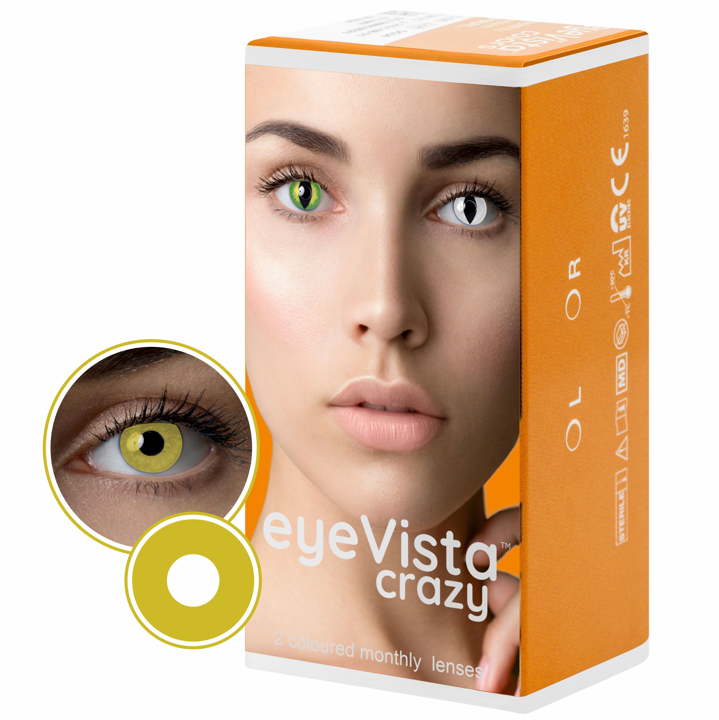 EyeVista Crazy Solid Yellow soczewki kontaktowe moc 0.00, 2 szt./1 opak.