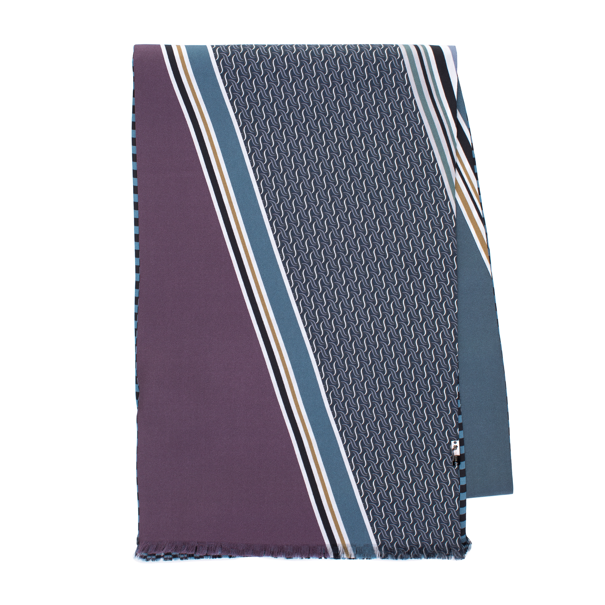 Męski szal z jedwabiu turkusowo-czarny