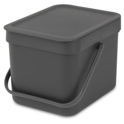 Kosz na śmieci uchylny BRABANTIA 109720 Sort & Go przenośny, tworzywo sztuczne 6L Szary