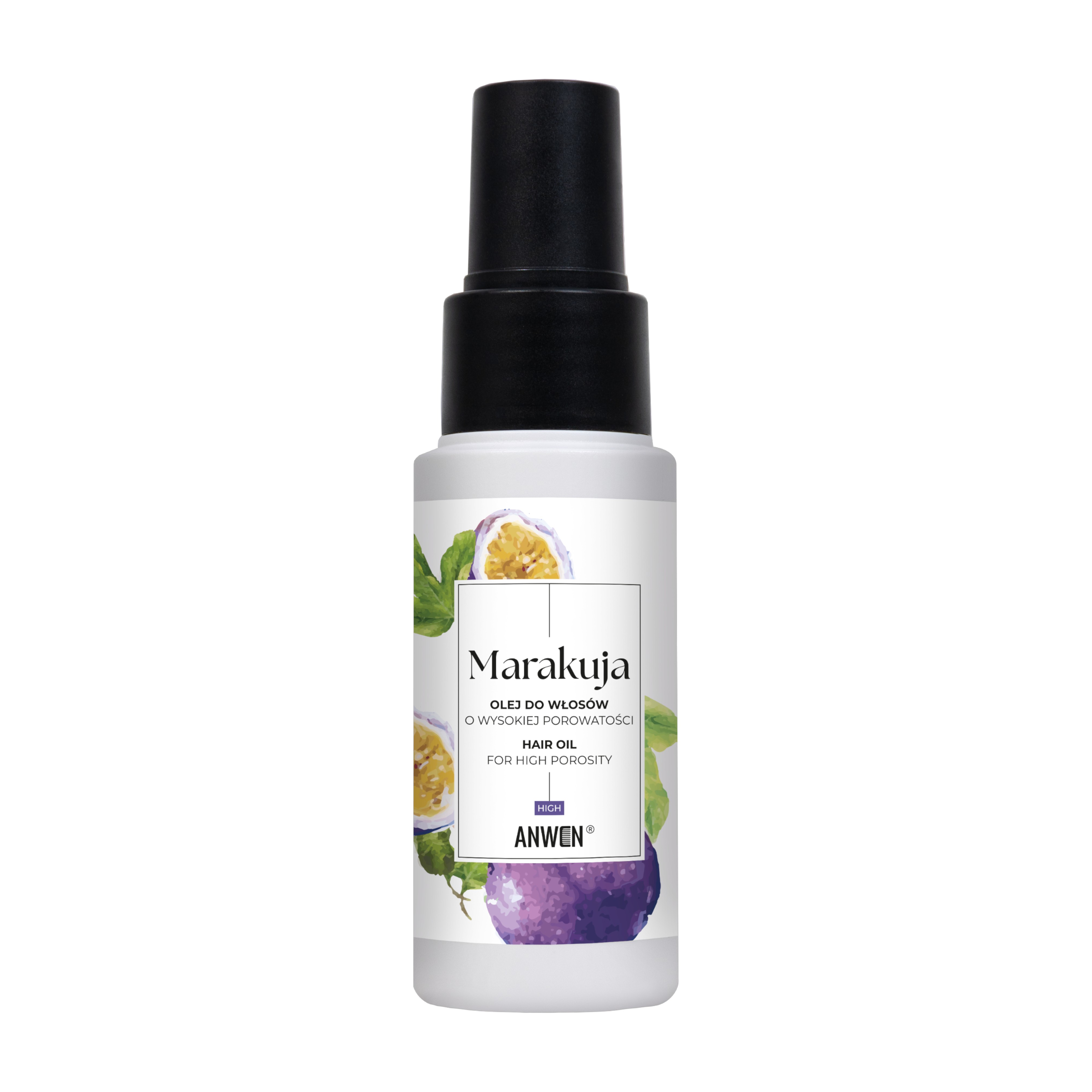 Anwen Marakuja olej do włosów wysokoporowatych, 50 ml