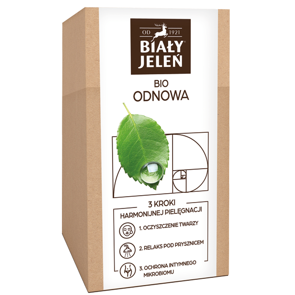 Biały Jeleń Bioodnowa zestaw: żel do mycia twarzy, 150 ml + żel pod prysznic, 200 ml + serum do higieny intymnej, 200 ml