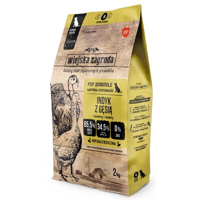 Karma dla psa WIEJSKA ZAGRODA Indyk z gęsią M 2 kg