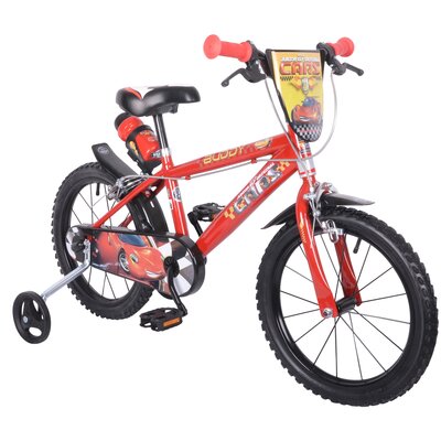 Rower dziecięcy DISNEY Auta 16 cali 10" dla chłopca Czerwony