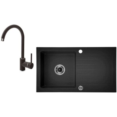 Zlewozmywak jednokomorowy z ociekaczem DEANTE Zorba ZQZV2113 44x76 + bateria Grafitowy