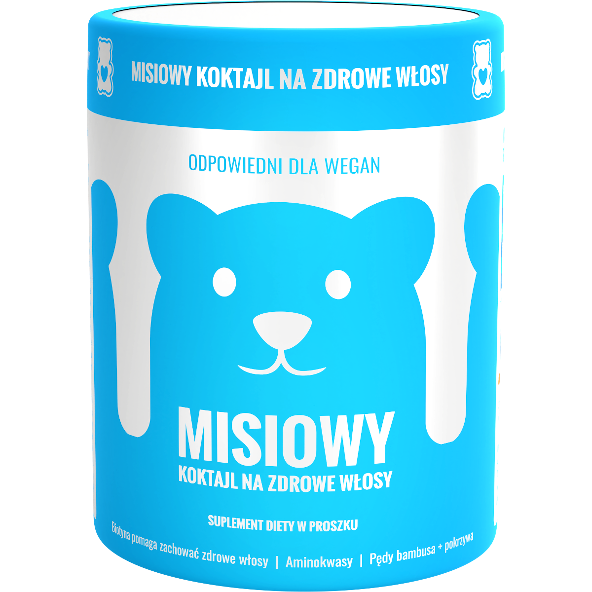Noble Health Misiowy koktajl na zdrowe włosy suplement diety w proszku z biotyną i aminokwasami, 110 g/1 opak.