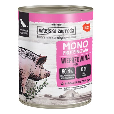 Karma dla psa WIEJSKA ZAGRODA Wieprzowina 800 g