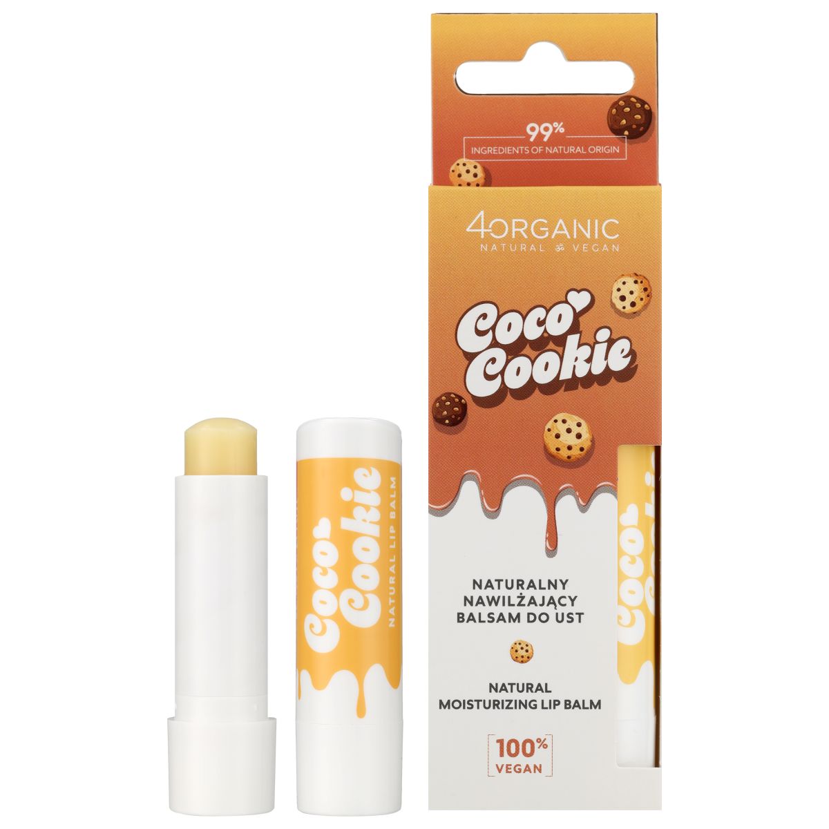 4Organic Coco Cookie naturalny nawilżający balsam do ust Coco Cookie, 5 g
