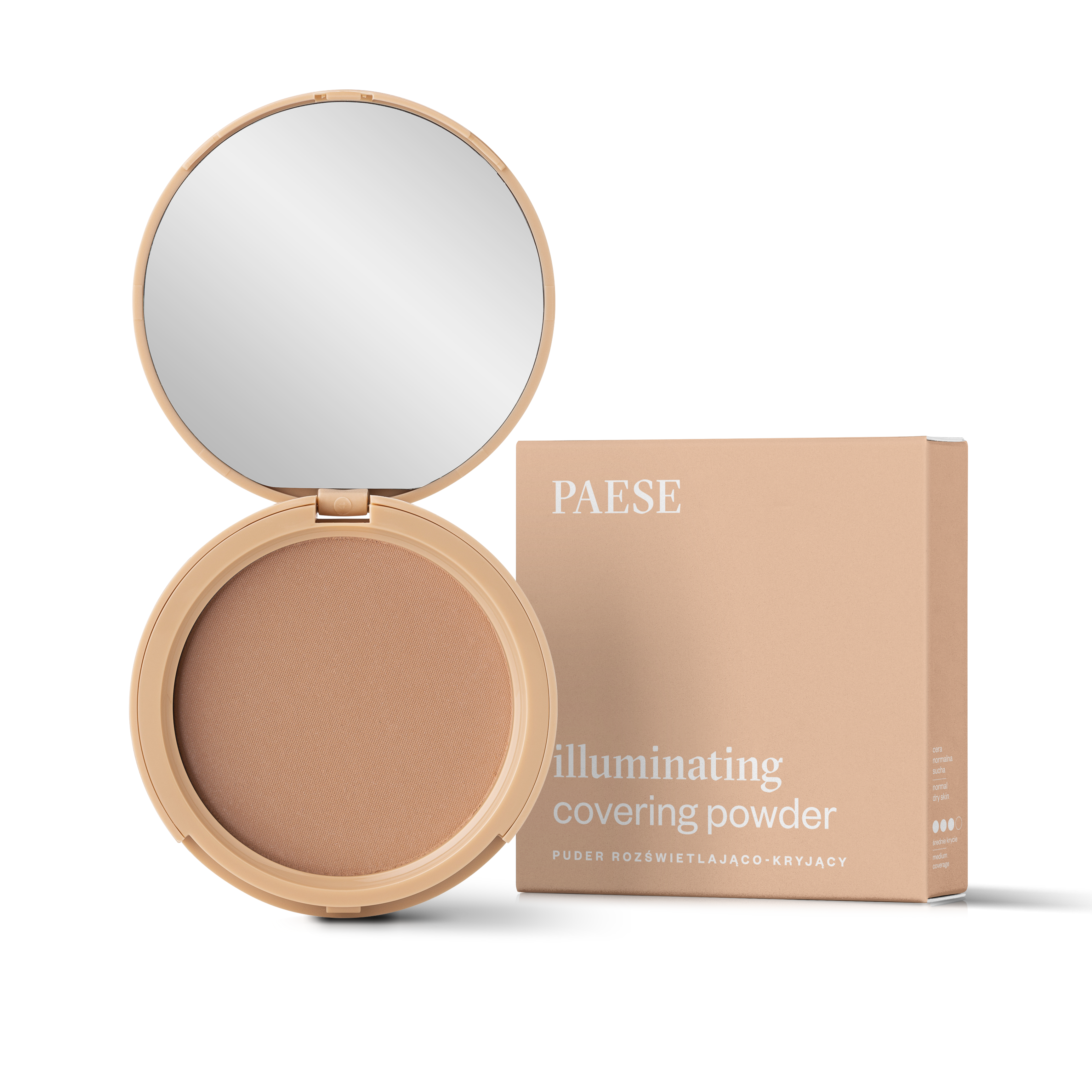 Paese rozświetlająco-kryjący puder do twarzy 3c złoty beż, 9 g