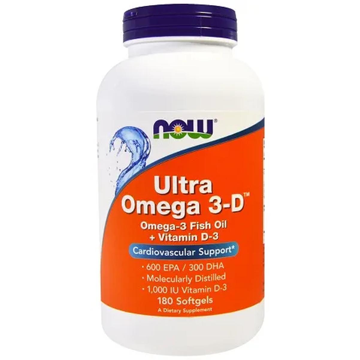 Now Foods Ultra Omega 3D suplement diety Omega 3D, witamina D3, 180 kaps./1 opak.