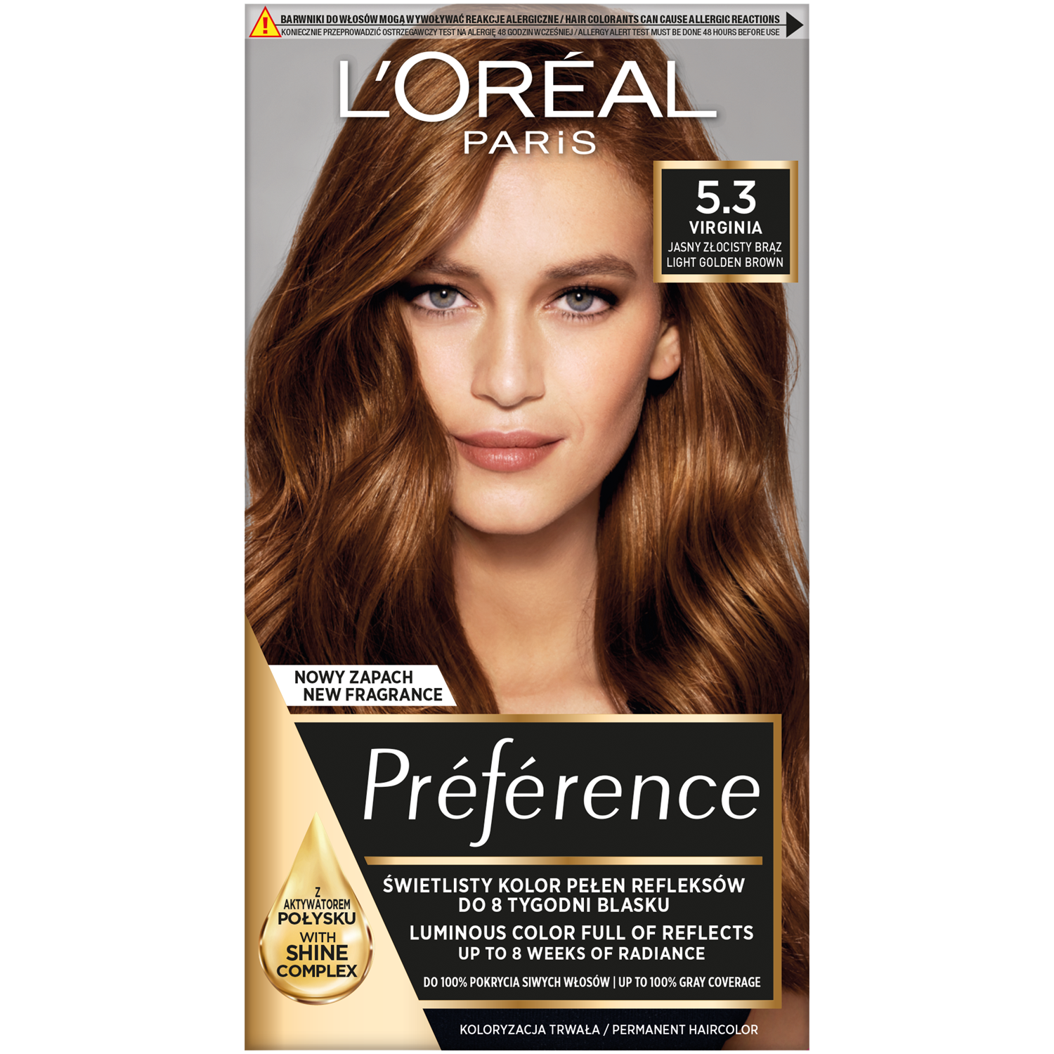 L'Oréal Paris Récital Préférence farba do włosów 5.3 jasny złocisty brąz, 1 opak.