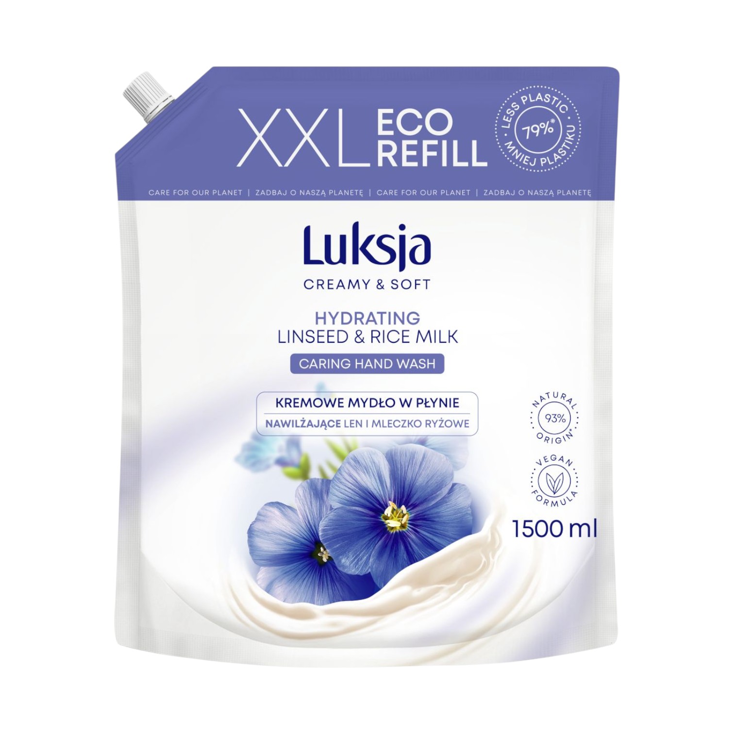 Luksja Linseed zapas mydła w płynie, 1500 ml