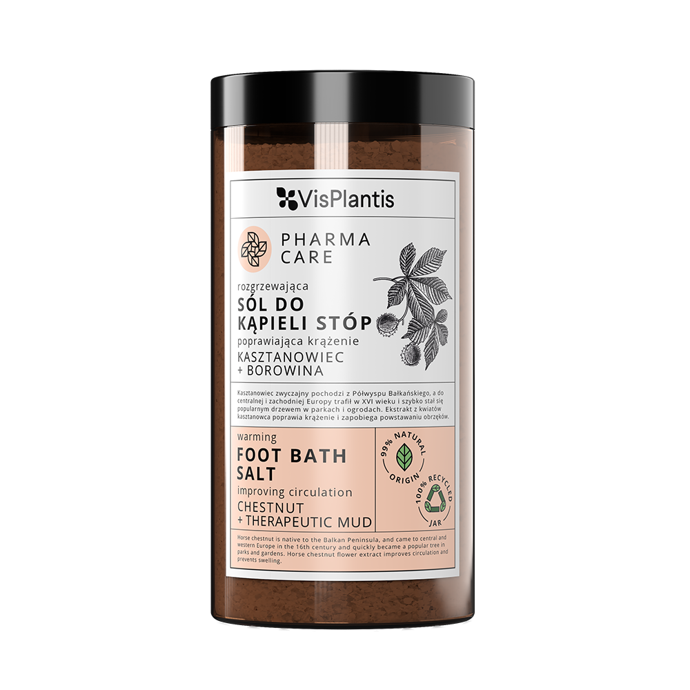 Vis Plantis Pharma Care rozgrzewająca sól do stóp kasztanowiec i borowina, 560 g