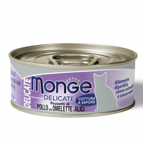 MONGE Delicate Cat Kurczak z omletem i anchois 80 g